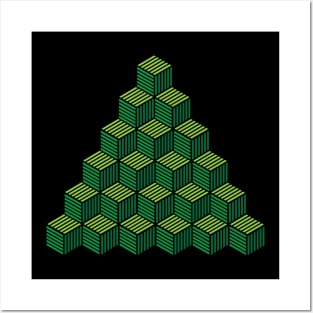 Green Cube Escher Pattern Posters and Art